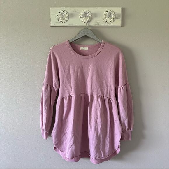 Anthropologie T. La Pink Long Sleeve Sweatshirt Dress - Picture 2 of 5
